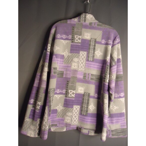 Allison Daley Fleece Full Zip Sweatshirt Purple Gray Print Womens Size Large - Picture 9 of 9